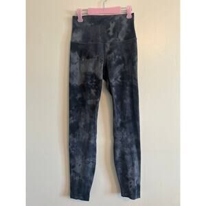 Lululemon Tie Dye High Rise Cropped Leggings Size 4 Black Gray